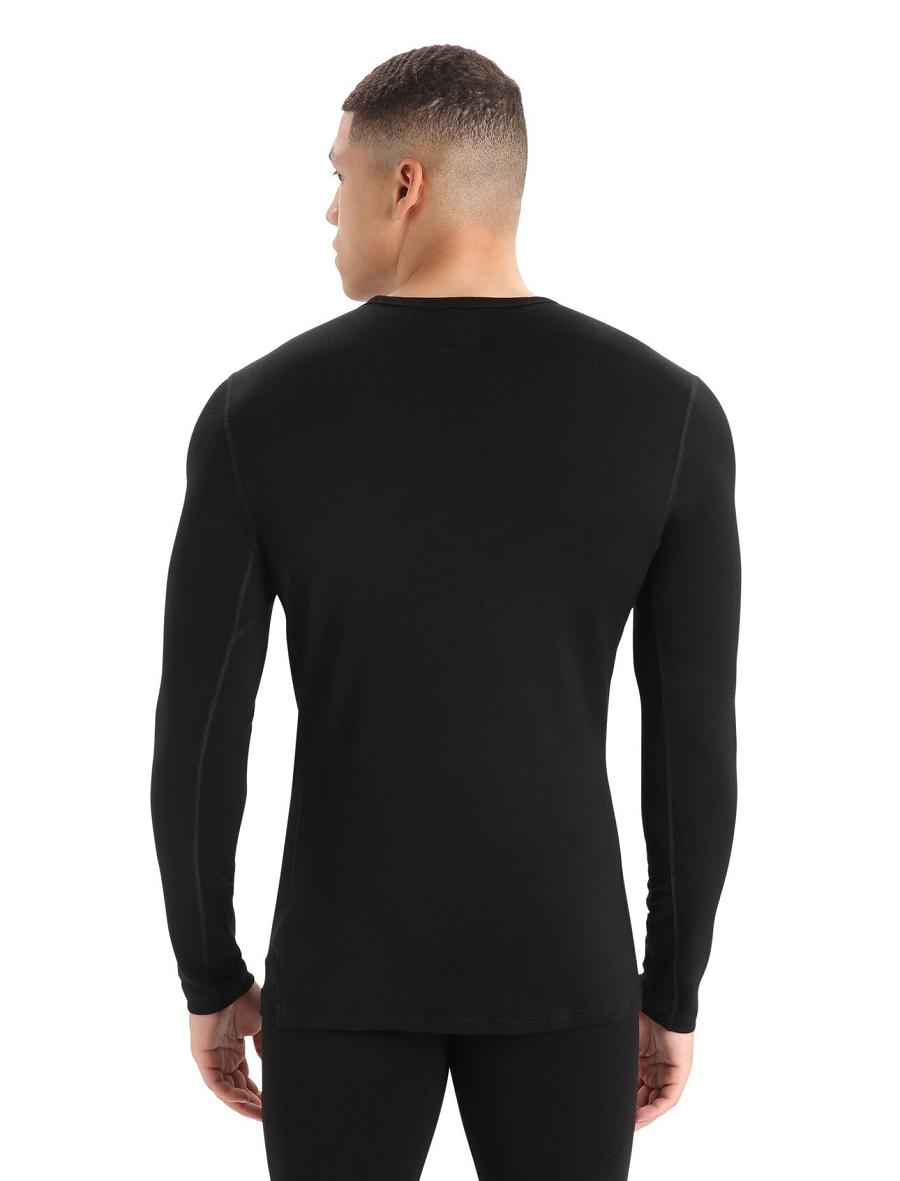 Black Men's Icebreaker Merino 260 Tech Long Sleeve Crewe Thermal Top Base Layers | USA 1398CTVE